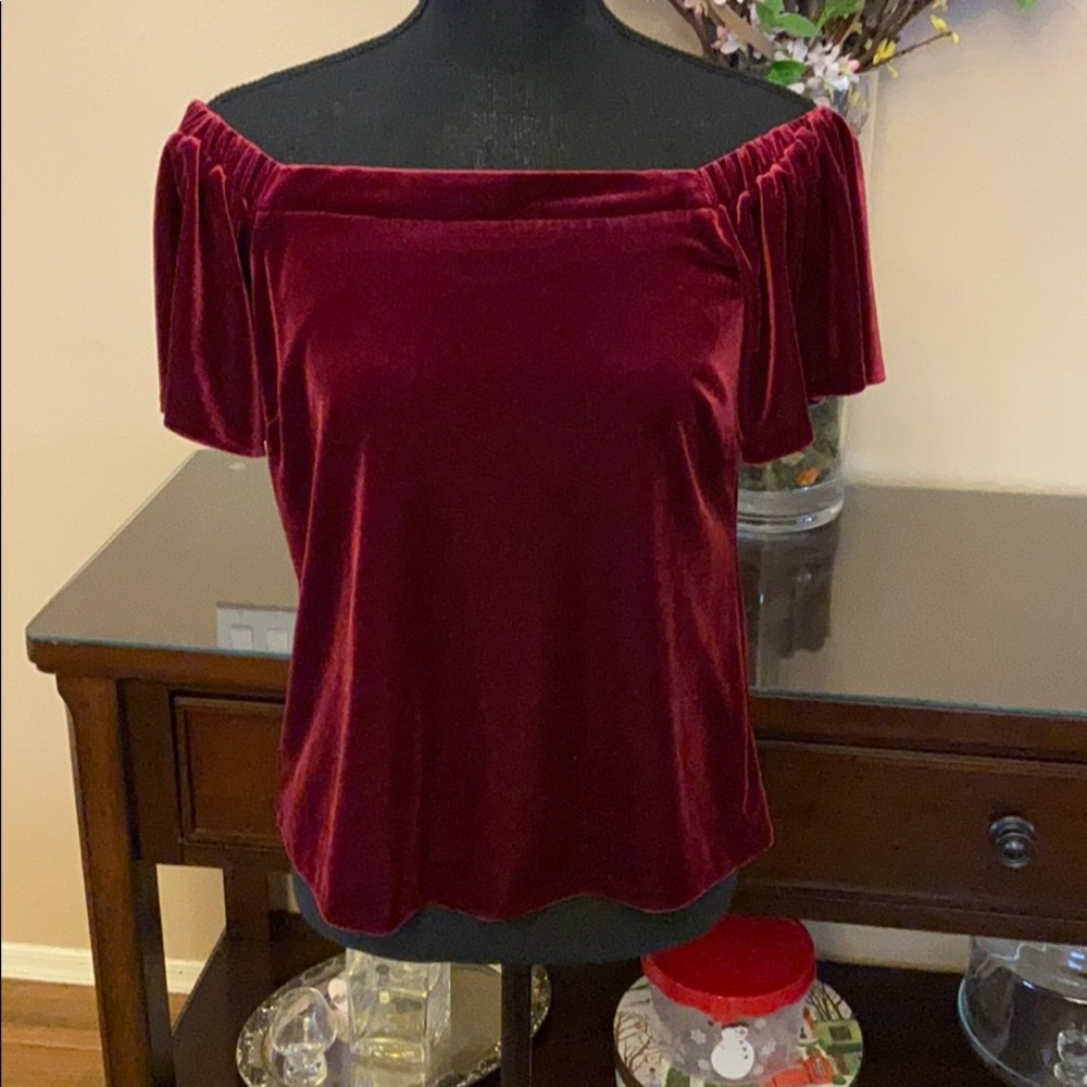 Velvet off the shoulder top